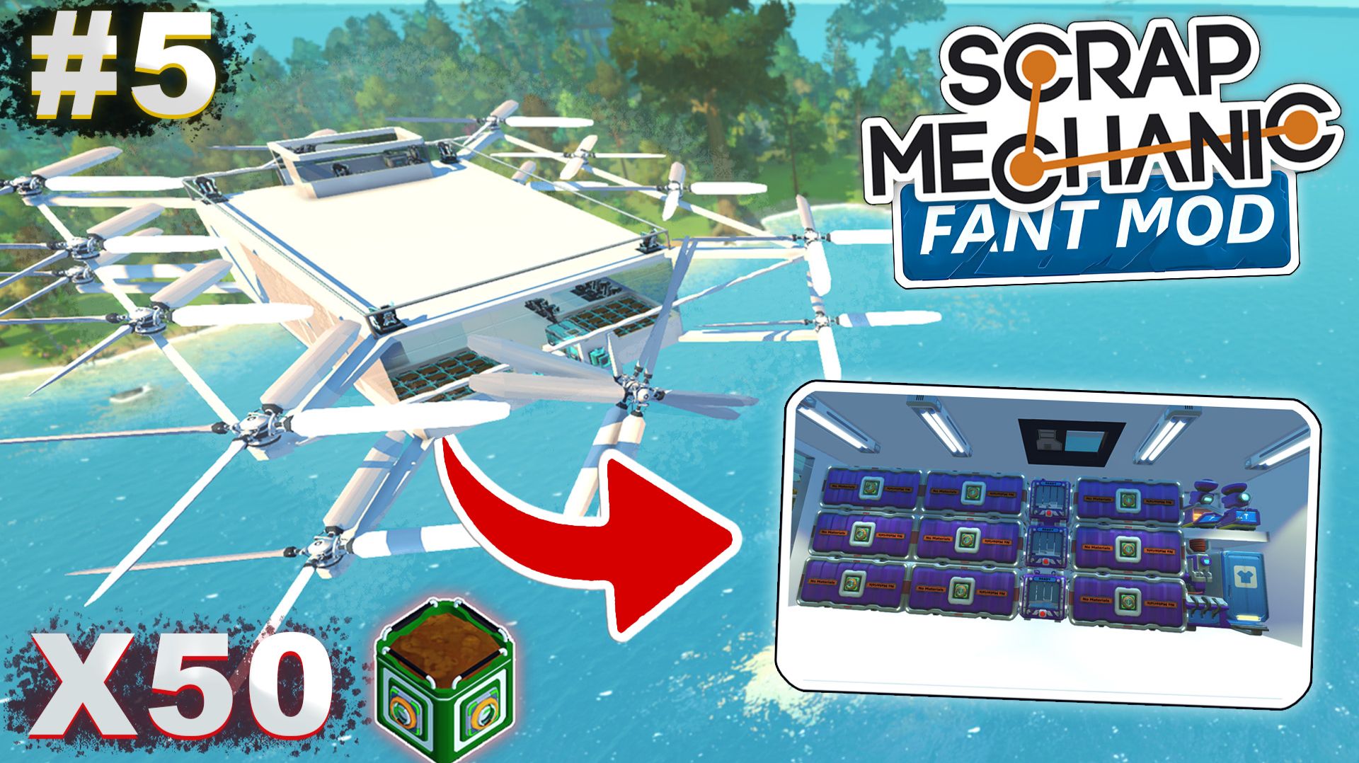 ЛЕТАЮЩИЙ ДОМ! | Выживание с FANT MOD в Scrap Mechanic №5