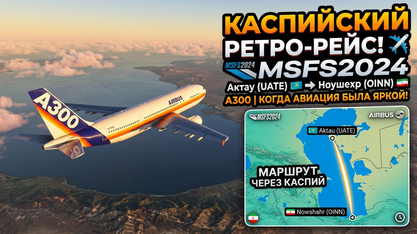 ✈️ КАСПИЙСКИЙ РЕТРО-РЕЙС: Актау(UATE) - Ноушехр(OINN) | Airbus A300 | Когда авиация была яркой