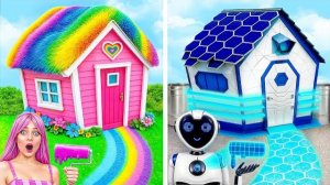 Робот против Барби: испытание «Домик одного цвета» | Смешные моменты ЧЕЛЕНДЖ!!