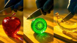 😱  Нарезка стеклянных фруктов | 🔥 Резка AI Фруктов