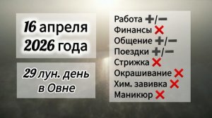 Гороскоп 16 апреля 2026 года, лунный день