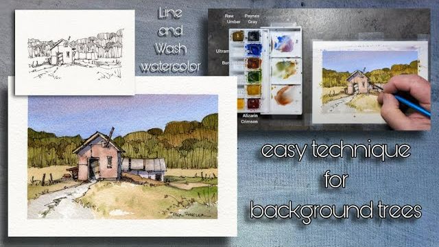 Quick and easy Trees, Lines and wash watercolor. Great for Beginners. Peter Sheeler