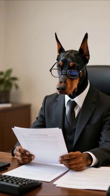 Офисный пес: как доберманы управляют бизнесом! #смешныеживотные #офис #доберман