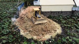 Amazing Complete PROJECT! Dump Truck 5 TonUnloading Soil And Skill Bulldozer Pushing Soil