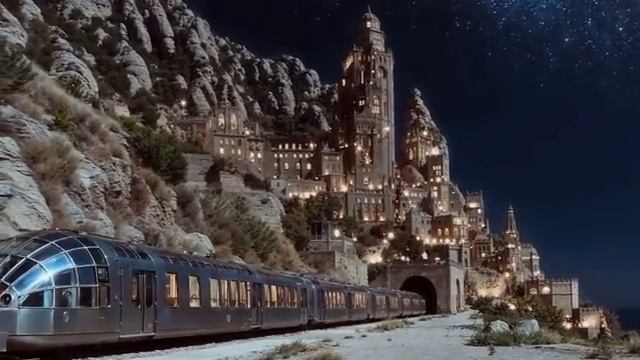 Ночные поезда в Горную страну стимпанк-путешествие AI 4K