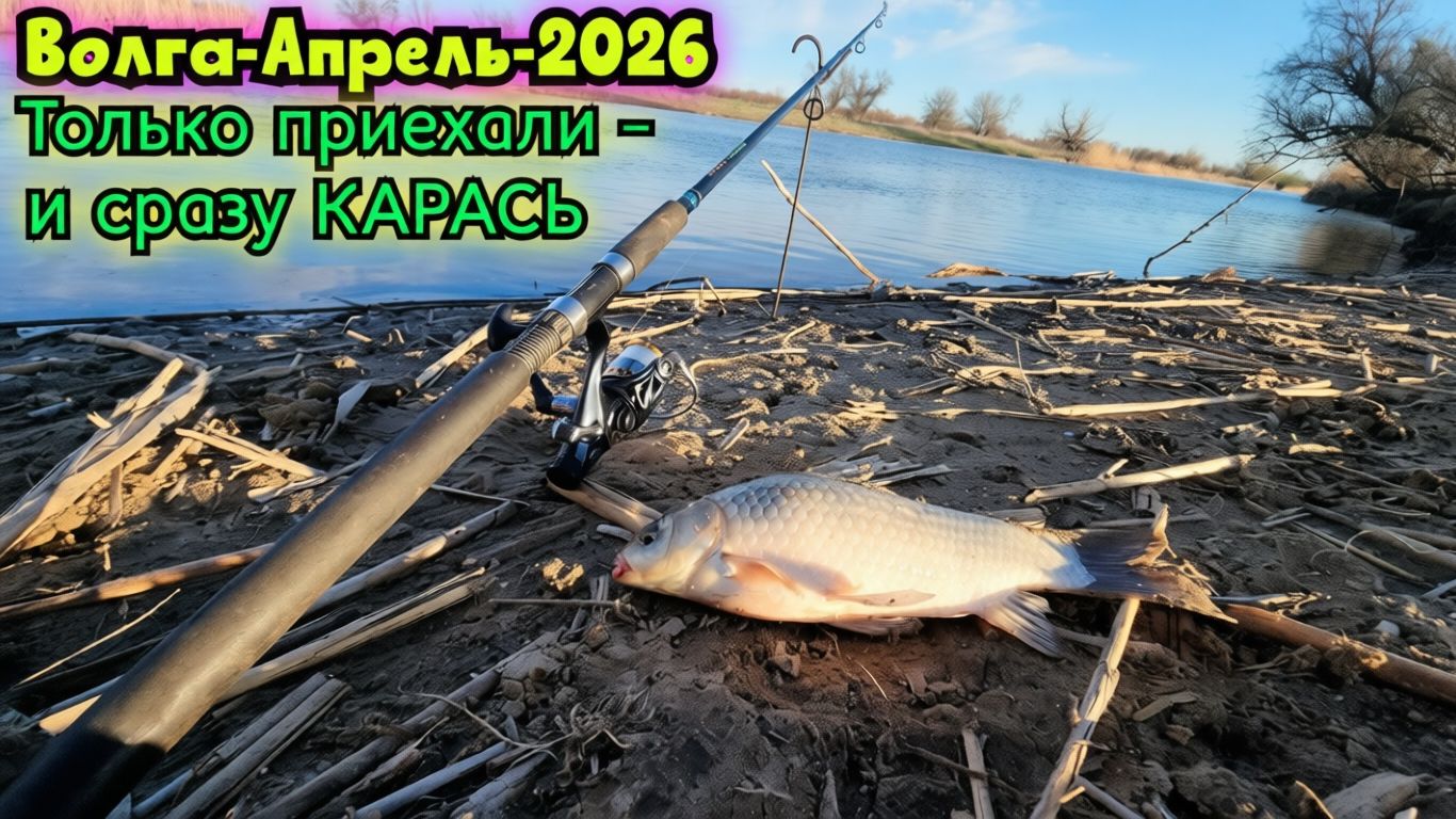 🔥Открыли сезон - взяли КАРАСЯ!!! Рыбалка на Волге в Астрахани в Апреле-2026 #волга