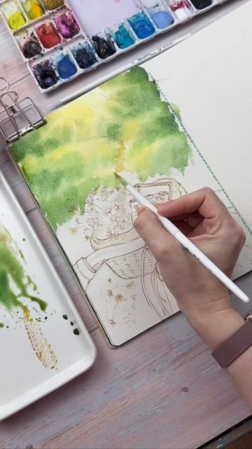 🌿 Новый урок уже ждет вас в творческом клубе Дари Арт! Рисуем летний акварельный скетч ☀️