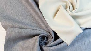 Ткань трикотаж 2-слойный 2-сторонний Италия, 541сливочный/серый меланж