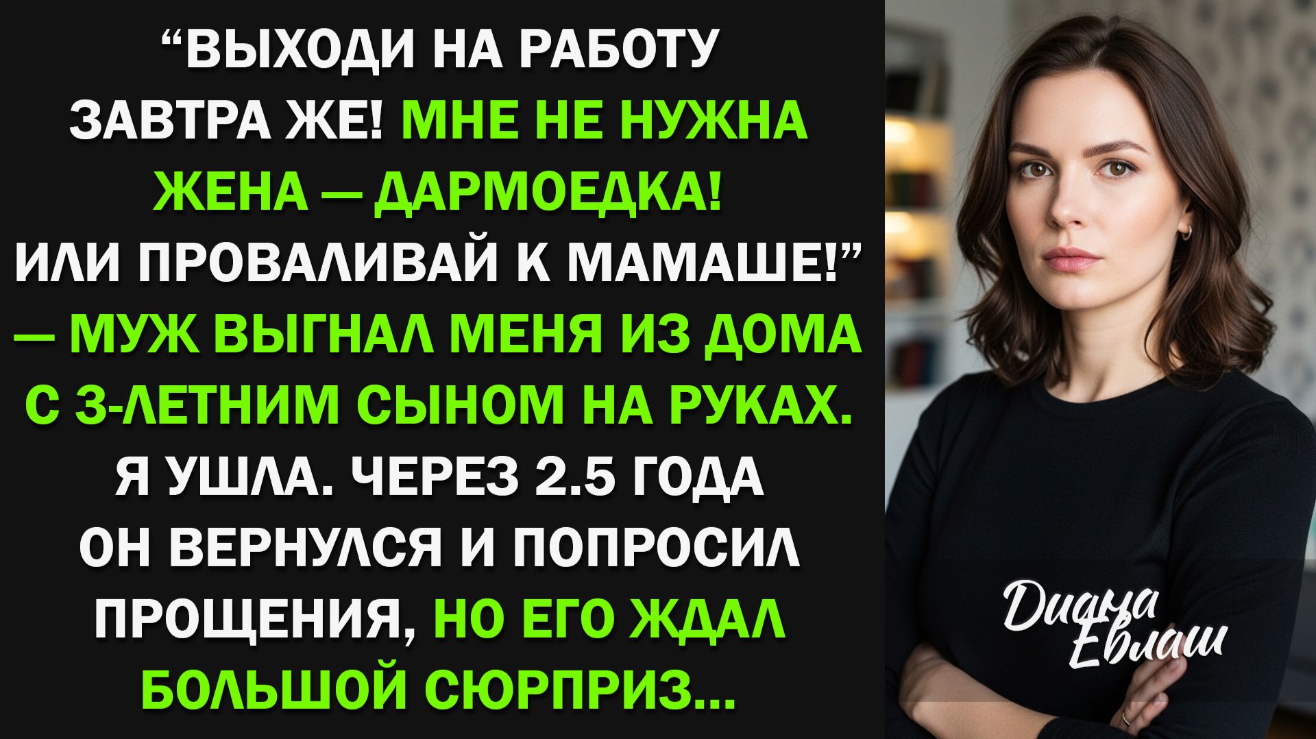 Выходи на работу завтра же! Мне не нужна жена-дармоедка! Я ушла, а через 2,5 года