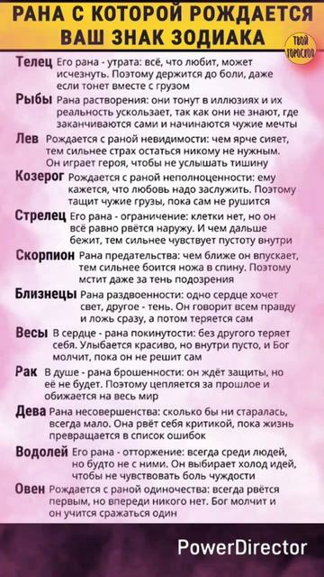 Рана, с которой рождается ваш знак зодиака. Твой гороскоп