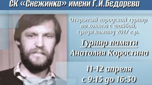 Открытый городской турнир по хоккею с шайбой, посвященный памяти Анатолия Коростина