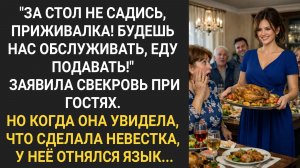 "За стол не садись, приживалка! Будешь нас обслуживать, еду подавать!" Заявила свекровь при гостях.