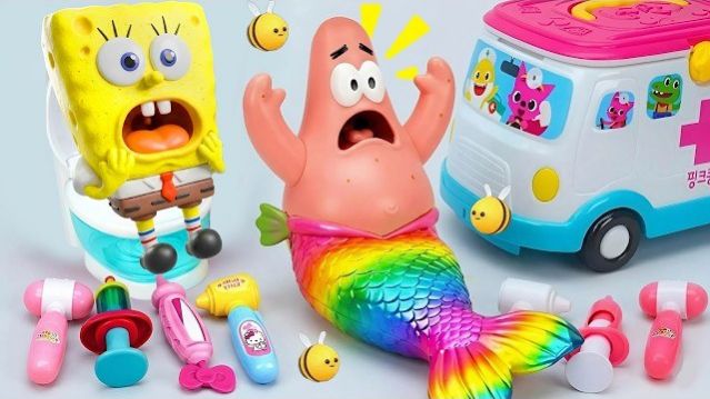 СПАНЧ БОБ  ДОКТОР И СКОРАЯ ПОМОЩЬ  ПАТРИК! ЛЕЧИМ СПАНЧ БОБА ИГРА АСМР | КОЛЛЕКЦИЯ ASMR ИГРУШКИ