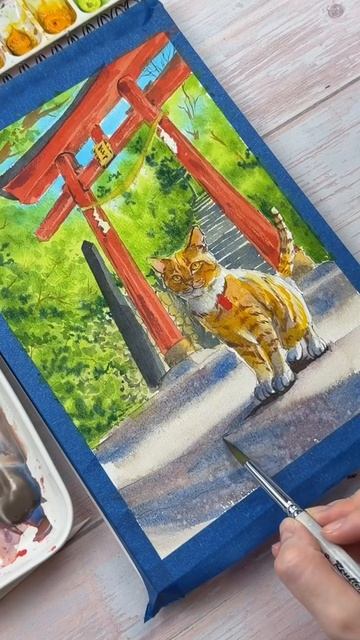 🎨 Новый урок уже доступен в творческом клубе Дари Арт! Рисуем пейзаж с котиком акварелью