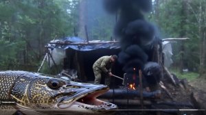 Охота и Рыбалка в ТАЙГЕ ШАЛАШ Ловля ЩУКИ ВЫЖИВАНИЕ в девственной ТАЙГЕ Квадрокоптер Медведь Хариус