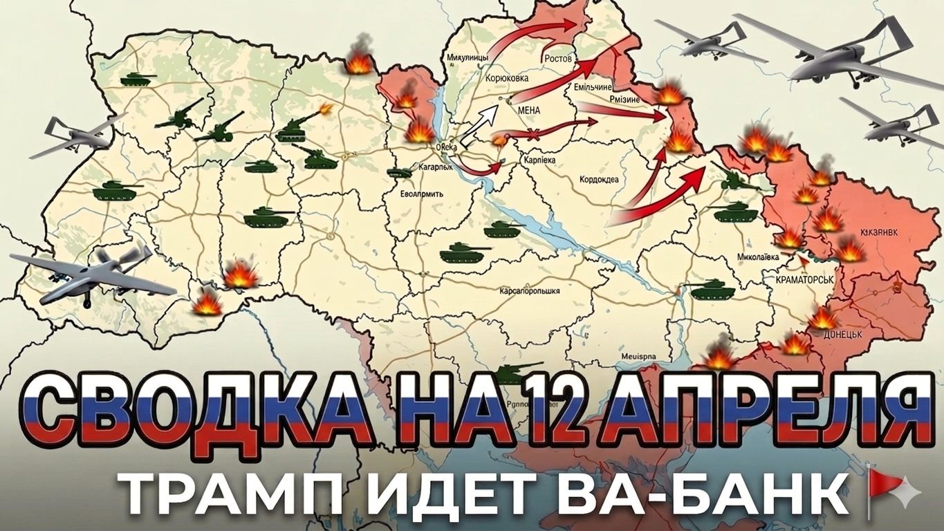 СВОДКА НА 12 АПРЕЛЯ, КАРТА СВО СЕГОДНЯ, НОВОСТИ , СВО НА УКРАИНЕ, ВОЙНА ИРАН 2026 ЮРИЙ ПОДОЛЯКА