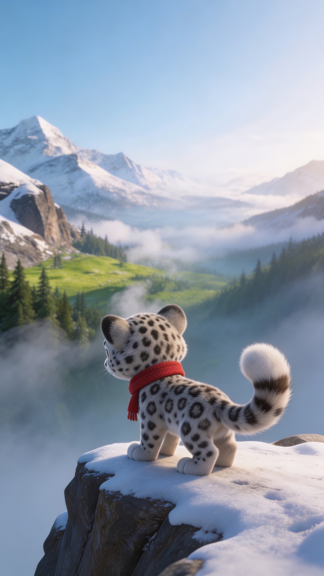 Снежный барс первый раз потрогал траву