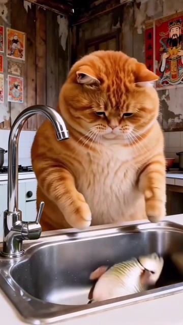 Рыжий кот на зимней рыбалке.