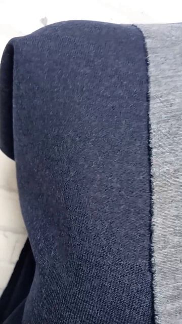 Ткань трикотаж 2-слойный 2-сторонний Италия, 540 темно-синий/серый меланж