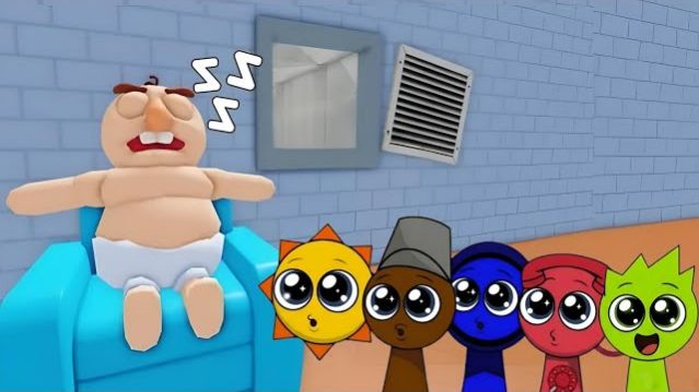 СПРУНКИ БЭБИ МИСТЕР САН, БРУД, ДЖЕВИН, ТЕЛЕФОН И ОВАКС ИГРАЮТ В TEAM EVIL BABY ESCAPE OBBY В ROBLOX