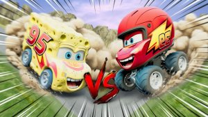 МакКуин и Спанч Боб против огромных лежачих полицейских: безумная езда в BeamNG.drive