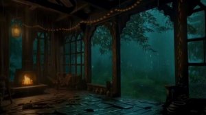 Расслабляющие звуки дождя с грозой и камином в уютном доме, для отдыха и сна, дождь с грозой 😴