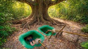 Строительство подземного бассейна с водными горками, примитивными методами.