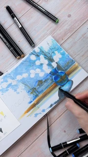 🌿 Рисуем сюжет с вербой маркерами! Урок уже доступен в творческом клубе Дари Арт!