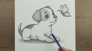 Как нарисовать простую и милую собаку карандашом