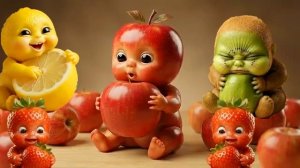 🍓Милые Фруктовые Малыши🍊 едят настоящие фрукты. Необычный Удивительный ИИ ASMR.