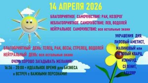 "АСТРОПРОГНОЗИК на 14.04.2026 для ВСЕХ ЗНАКОВ ЗОДИАКА"!!!