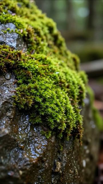 Живописный мох на камне в лесу #природа #мох #лес