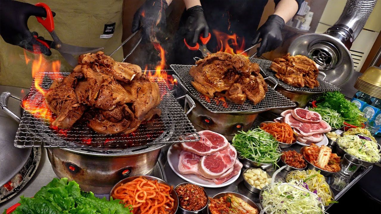 400 г маринованных свиных ребрышек местного производства! Корейская уличная еда