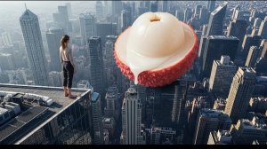 Она прыгнула в гигантский фруктовый бассейн... Смотрите, как брызги разлетаются! 🍎💦