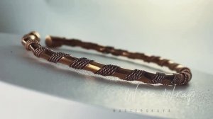 Кафф-браслет медный  Ручная работа WireWrap