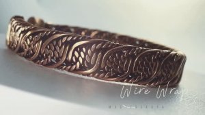 Кафф-браслет медный  Ручная работа WireWrap