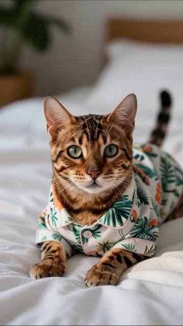 Стильный кот в пижаме: Летние приключения #кот #питомцы #приключения