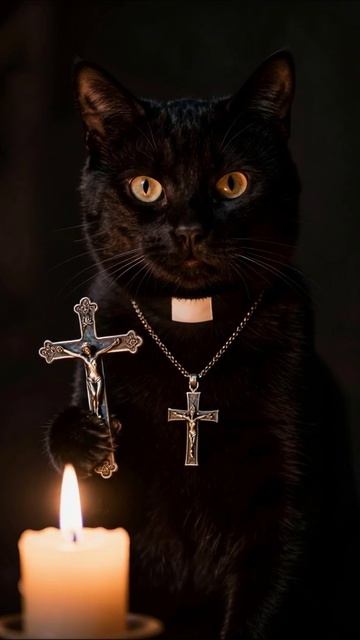 Кот-священник: таинственная ночь #кот #мистика #приключения