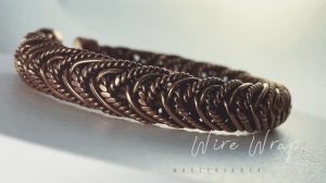 Кафф-браслет медный  Ручная работа WireWrap