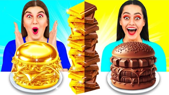 Челлендж. Шоколадная Еда vs Настоящая еда | Вкусные Кухонные Лайфхаки смотреть онлайн