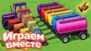 МУЛЬТИКИ ДЛЯ ДЕТЕЙ ПРО РАЗНОЦВЕТНЫЕ МАШИНКИ И ТРАКТОРЫ НА ФЕРМЕ 🤖 ГОНКИ МАШИНОК НА ФЕРМЕ часть 3