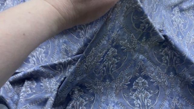 Трикотаж серо-голубого цвета с растительным орнаментом  38181