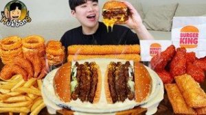 АСМР МУКБАНГ Хрустящая жареная курица BURGER KING Чизбургер, сырная палочка рецепт !