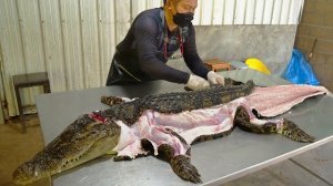 Потрясающие навыки разделки мяса крокодила. Уличная еда в Таиланде
