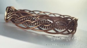 Кафф-браслет медный  Ручная работа WireWrap