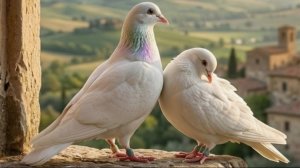 Голуби целуются на крыше