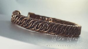 Кафф-браслет медный  Ручная работа WireWrap
