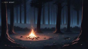 Костёр в ночном лесу — спокойная анимация для сна