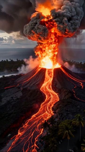 Извержение вулкана: зрелище природы #вулкан #извержение #природа