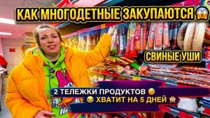 КАК МНОГОДЕТНЫЕ ЗАКУПАЮТСЯ 😱 2 ТЕЛЕЖКИ ПРОДУКТОВ 😅 СВИНЫЕ УШИ 😂 ХВАТИТ НА 5 ДНЕЙ 🙈